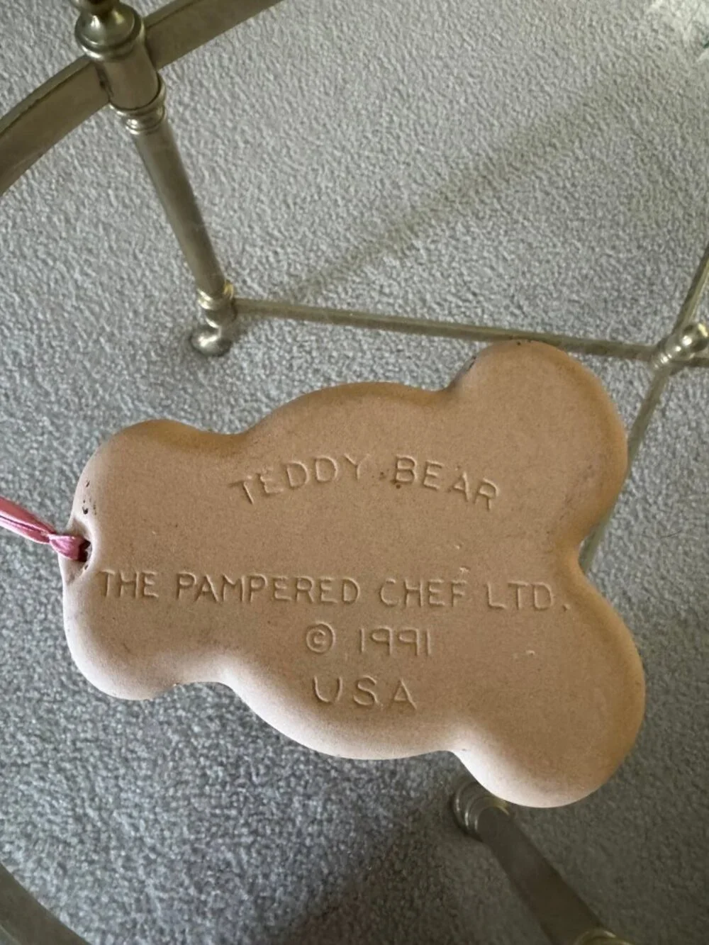 Vintage 1991 Pampered Chef Teddy Bear Cookie Mold Stoneware USA